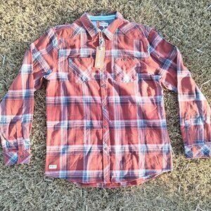 Saltrock UK Soft Cotton Red & White Men's Plaid Flannel Shirt